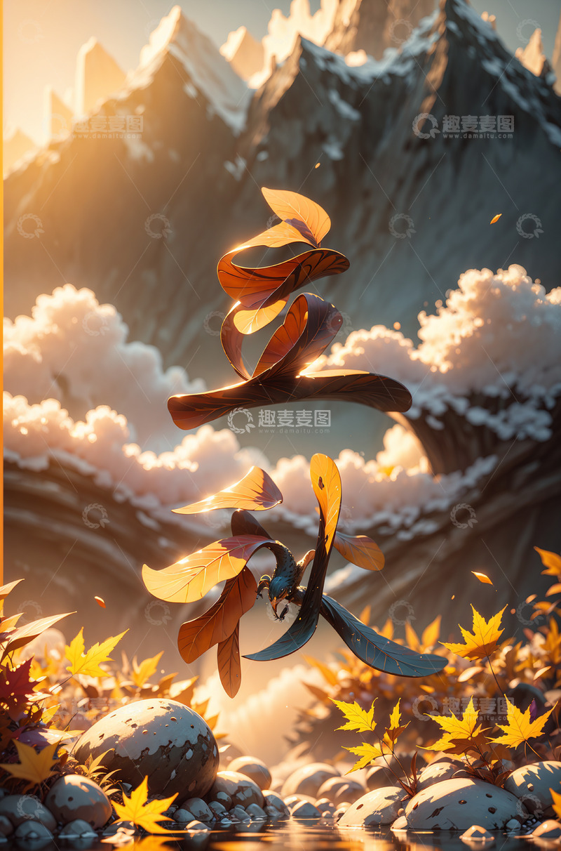 高清大图下载【趣麦麦图】立秋秋分秋日秋天山水背景