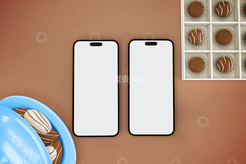 高清大图下载【趣麦麦图】双机与甜品静谧排列样机