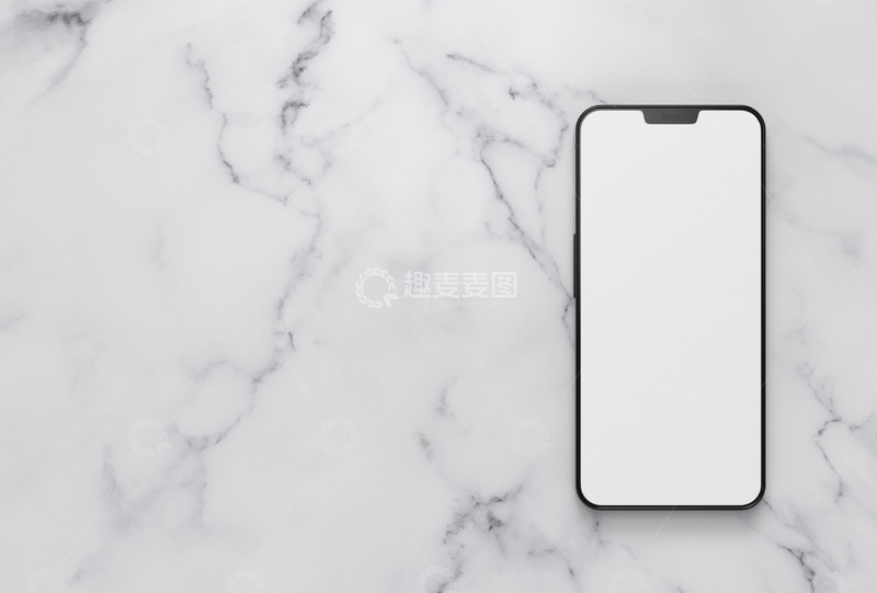 高清大图下载【趣麦麦图】黑色边框手机放在大理石上样机