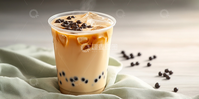 高清大图下载【趣麦麦图】实拍风格冰块珍珠奶茶
