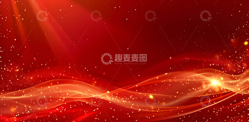 高清大图下载【趣麦麦图】金色波浪深红色背景抽象设计