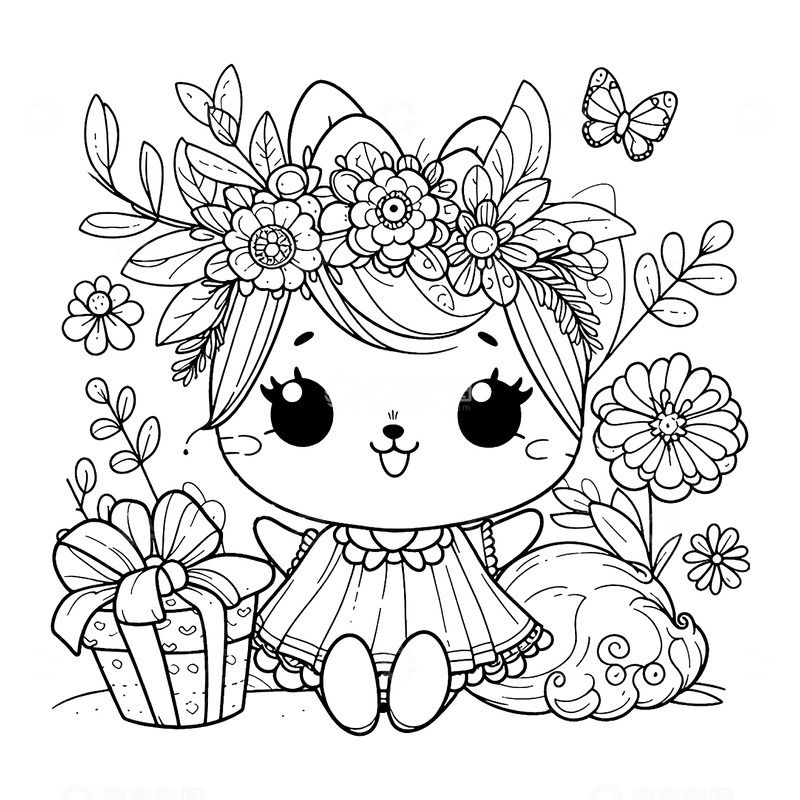 高清大图下载【趣麦麦图】儿童简笔画可爱的小女孩