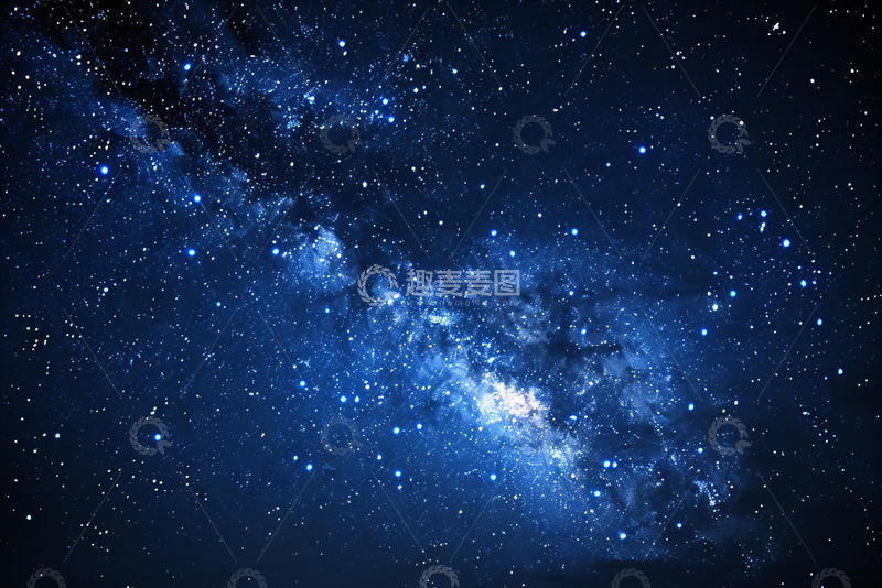 高清大图下载【趣麦麦图】蓝色星系星空银河