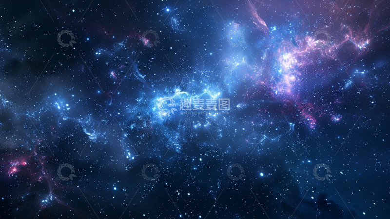 高清大图下载【趣麦麦图】带恒星星系背景的蓝色星云