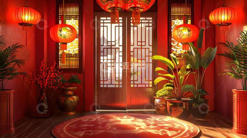 高清大图下载【趣麦麦图】节日灯笼红色装饰