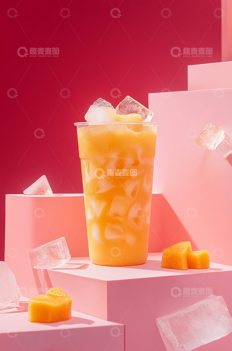 高清大图下载【趣麦麦图】芒果布丁奶茶