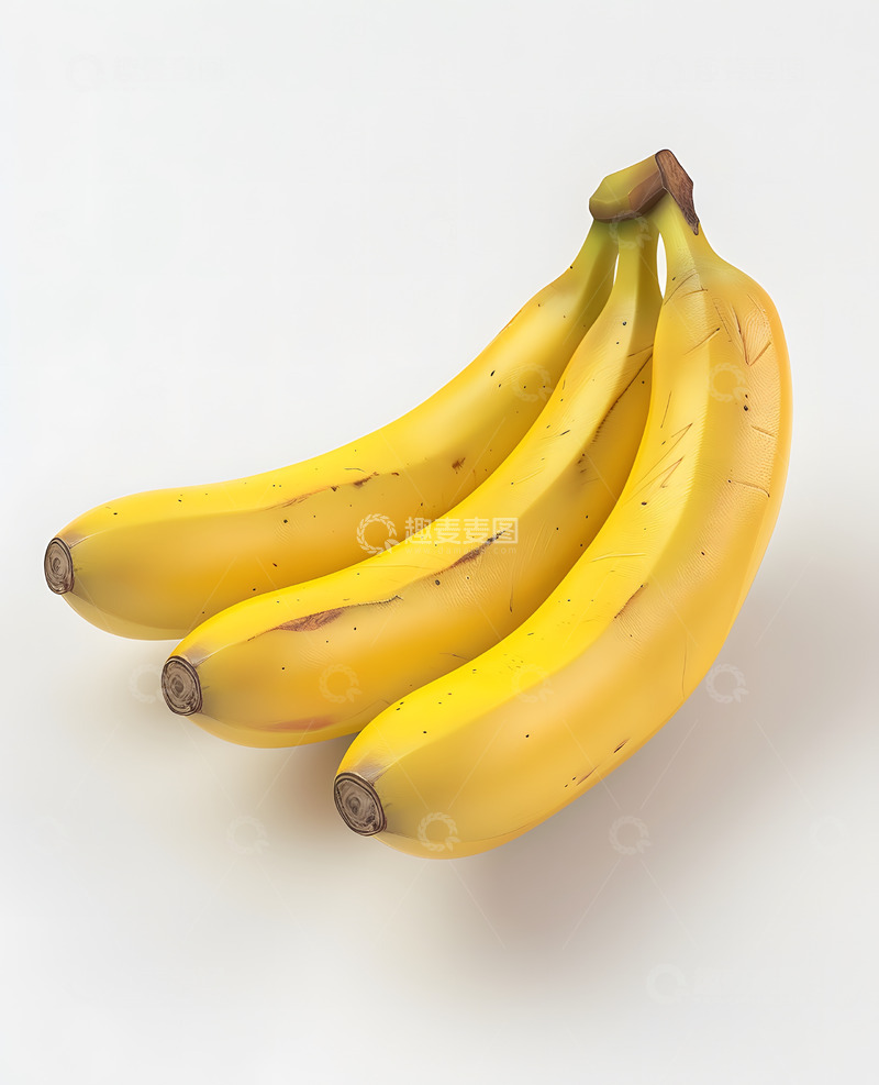 高清大图下载【趣麦麦图】三根新鲜香蕉白底水果摄影图