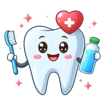 卡通牙齿牙膏口腔健康