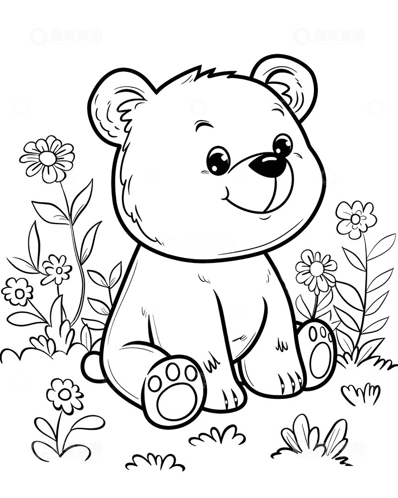 高清大图下载【趣麦麦图】动物简笔画可爱的小熊