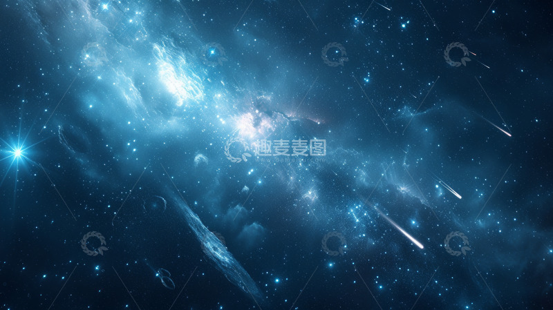高清大图下载【趣麦麦图】极简主义的小行星彗星划过夜空
