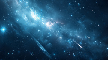 极简主义的小行星彗星划过夜空
