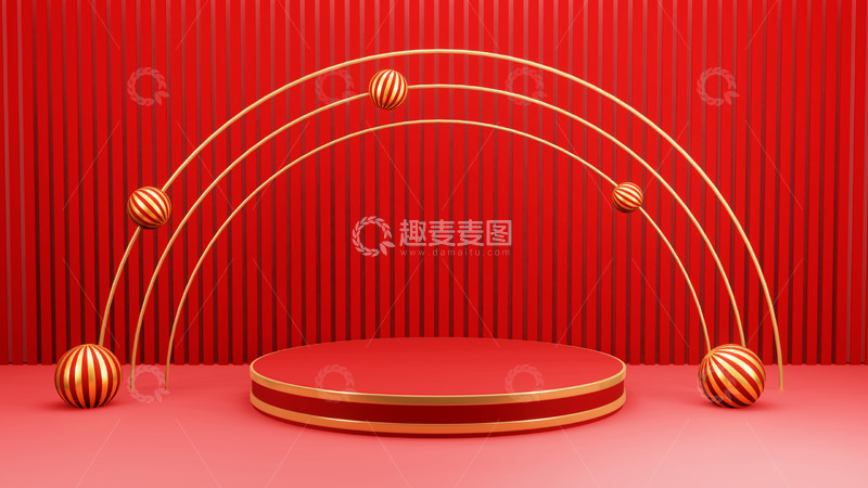 高清大图下载【趣麦麦图】红色舞台产品展示背景