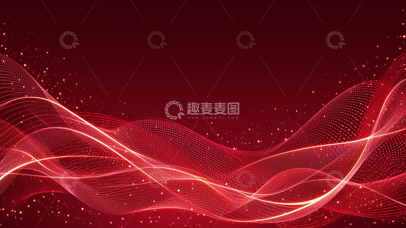 高清大图下载【趣麦麦图】红色波浪喜庆背景
