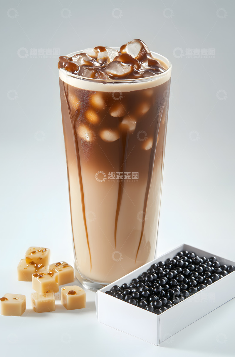 高清大图下载【趣麦麦图】冰爽布丁珍珠奶茶
