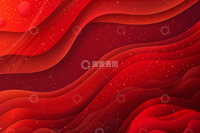 高清大图下载【趣麦麦图】红色波浪装饰背景