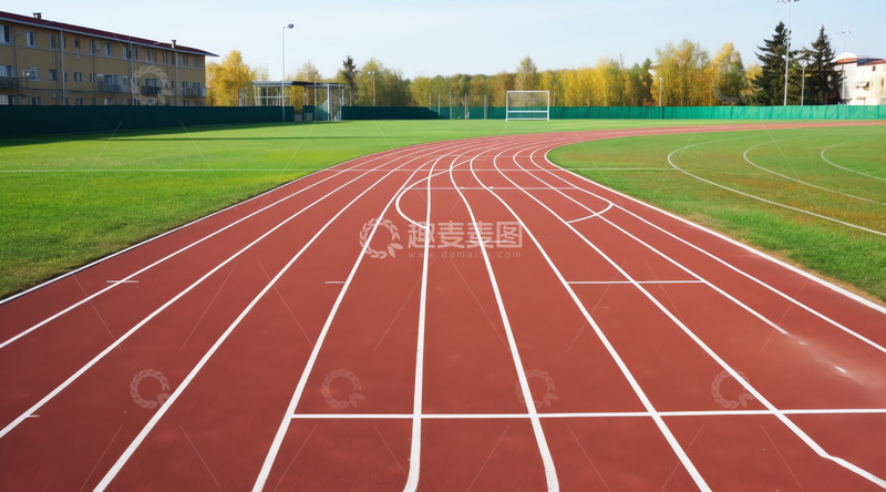 高清大图下载【趣麦麦图】绿茵环绕的校园跑道