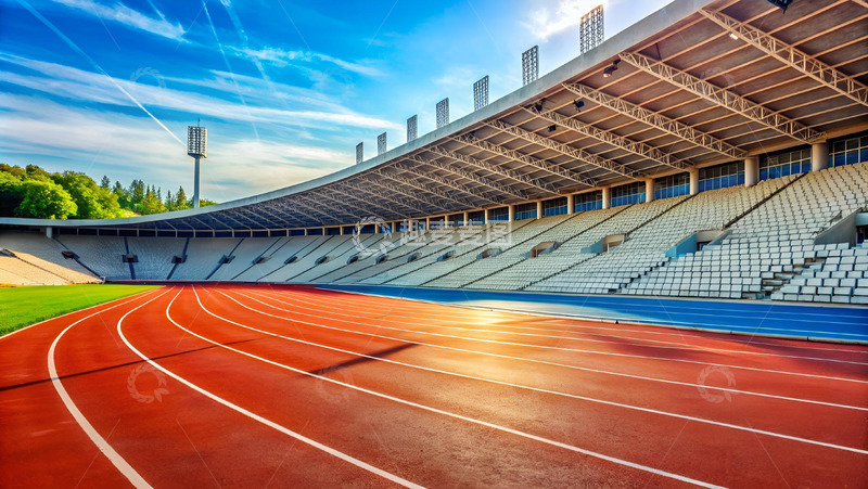 高清大图下载【趣麦麦图】空旷体育场的晨曦