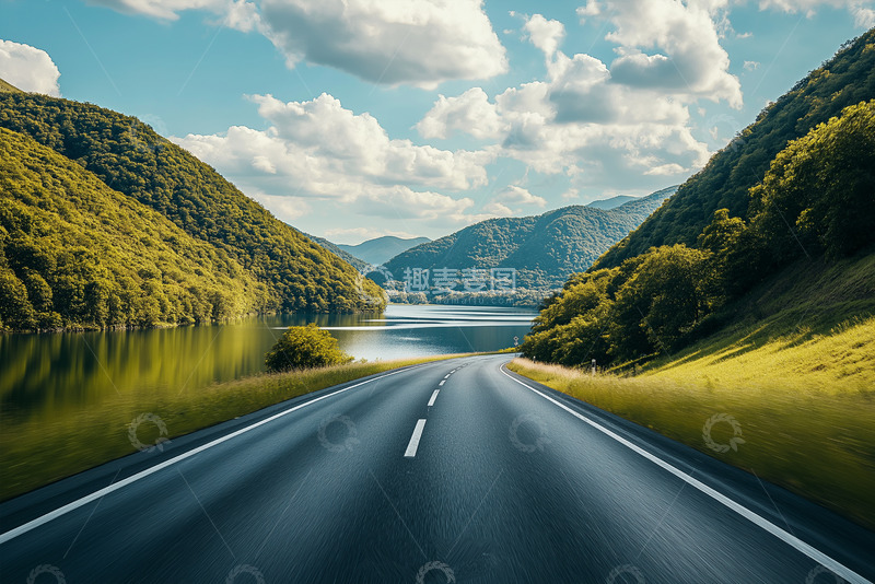 高清大图下载【趣麦麦图】两山之间的公路摄影图