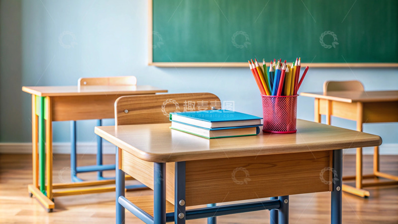 高清大图下载【趣麦麦图】静谧教室的学习角落