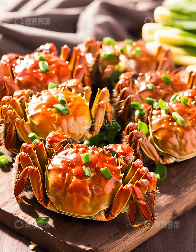 高清大图下载【趣麦麦图】煮熟的大闸蟹静物摄影图素材