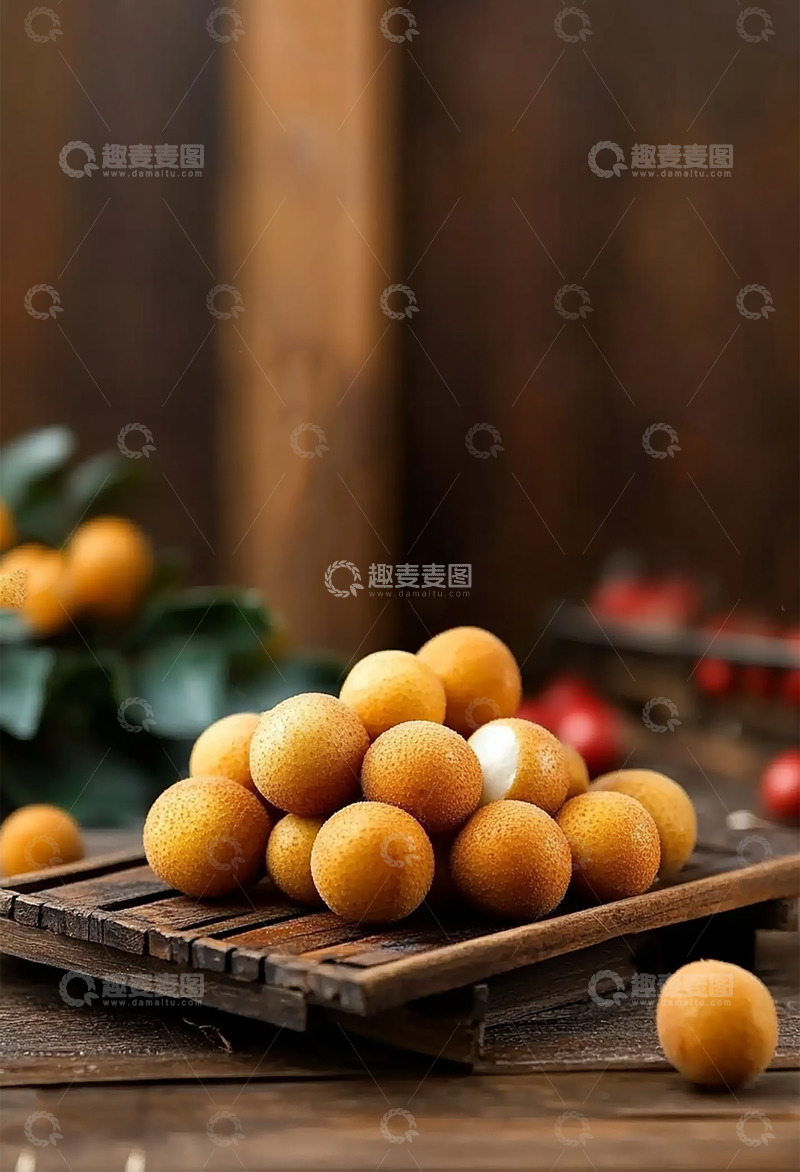 高清大图下载【趣麦麦图】放大木台上的龙眼AI摄影图