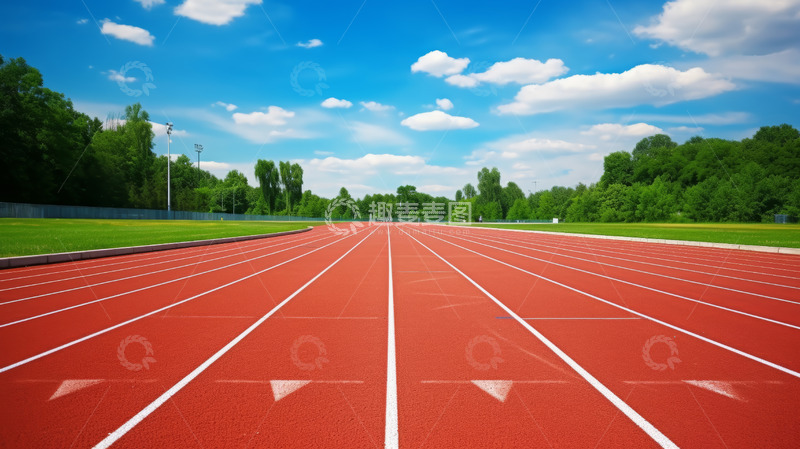 高清大图下载【趣麦麦图】红跑道绿野蓝天下的宁静