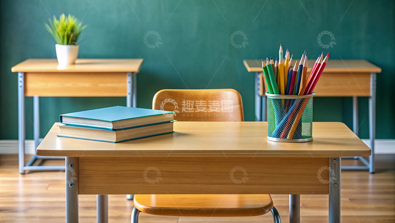 高清大图下载【趣麦麦图】静谧教室的绿色一角