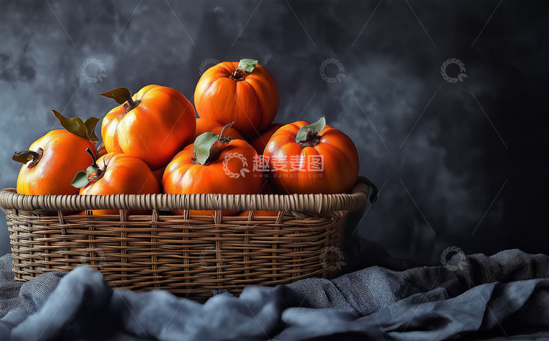 高清大图下载【趣麦麦图】装满篮子的杮子AI摄影图