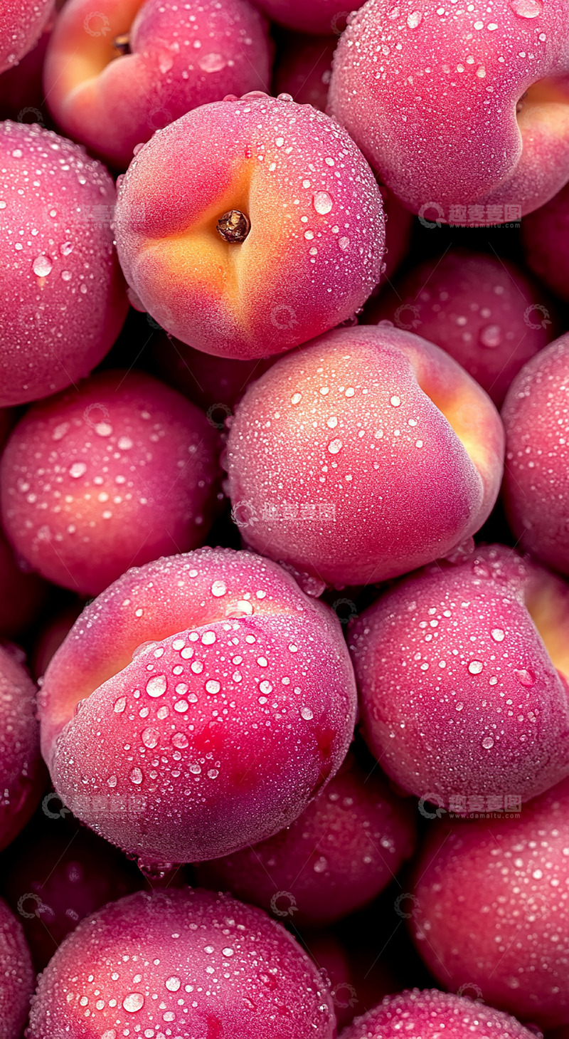 高清大图下载【趣麦麦图】桃子水果俯视AI摄影图