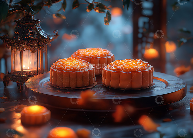 高清大图下载【趣麦麦图】中秋美食月饼静物AI摄影图
