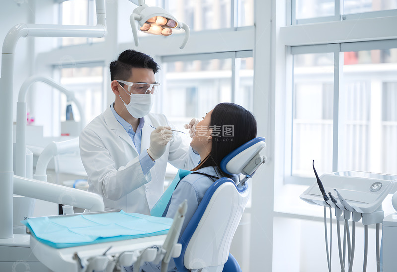高清大图下载【趣麦麦图】口腔医生再给病人诊治AI摄影图