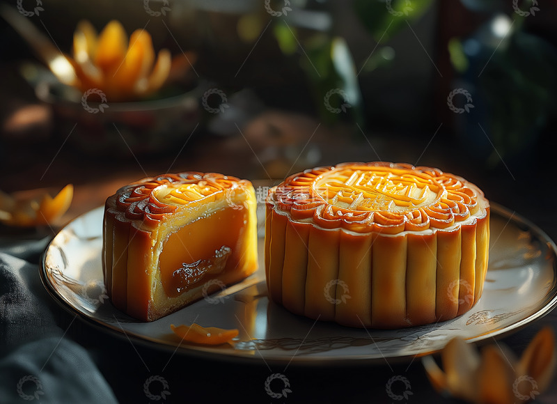 高清大图下载【趣麦麦图】切开的月饼AI摄影图