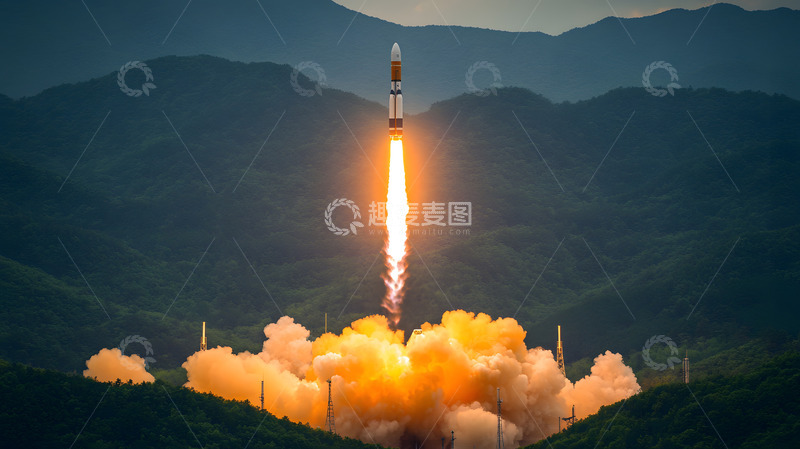 高清大图下载【趣麦麦图】山间火箭发射