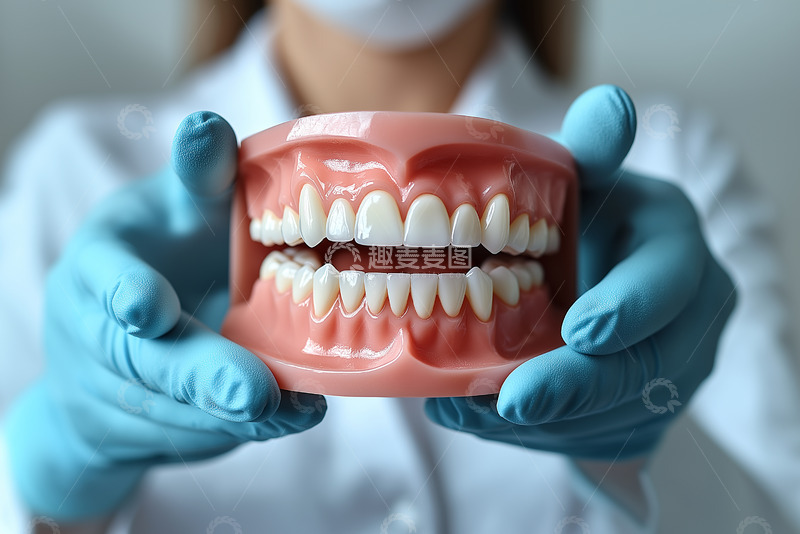 高清大图下载【趣麦麦图】手拿牙齿模具的医生AI摄影图