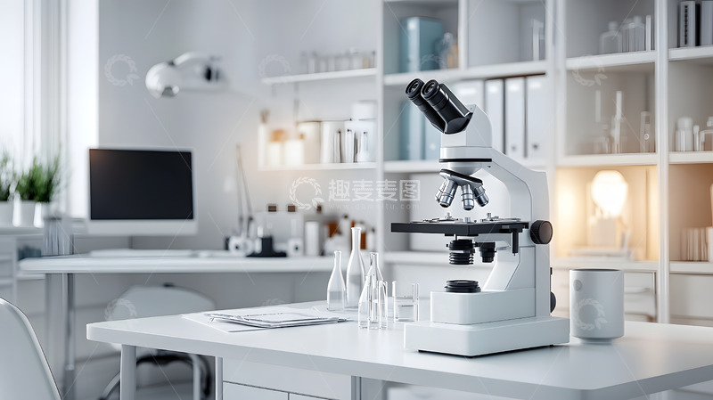 高清大图下载【趣麦麦图】整洁现代实验室内的显微镜与实验设备