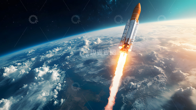 高清大图下载【趣麦麦图】火箭升空与地球背景