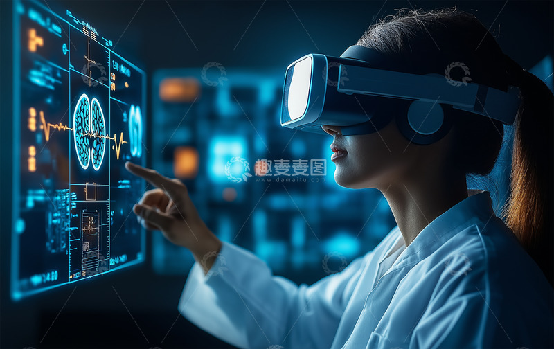 高清大图下载【趣麦麦图】医学研究VR科技AI摄影图