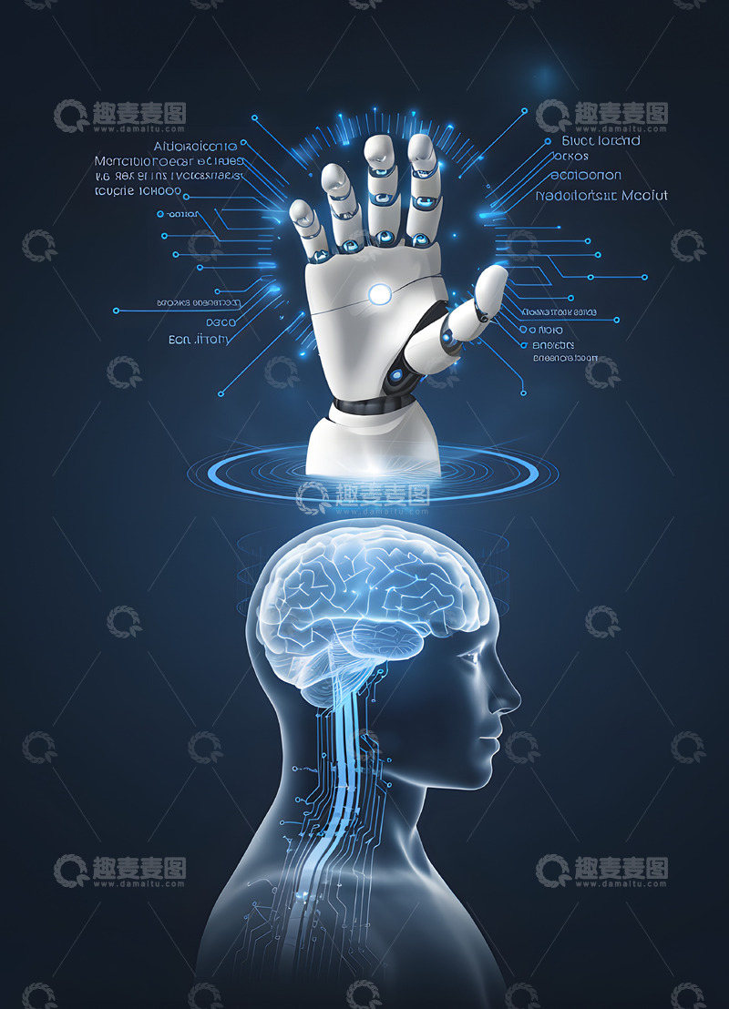 高清大图下载【趣麦麦图】人工智能手指大脑AI图