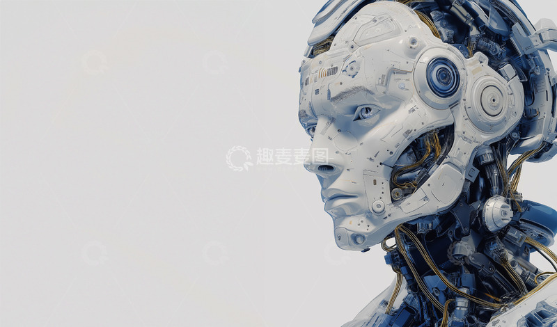 高清大图下载【趣麦麦图】人工智能机器人白色背景摄影图