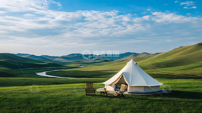 高清大图下载【趣麦麦图】草原露营帐篷