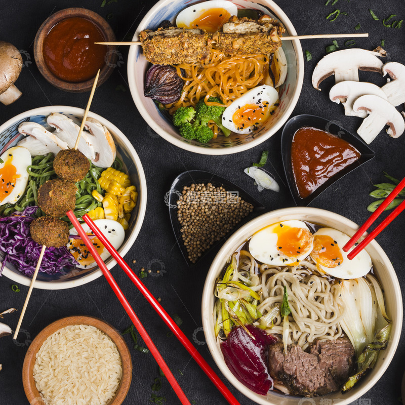 高清大图下载【趣麦麦图】亚洲美食四重奏