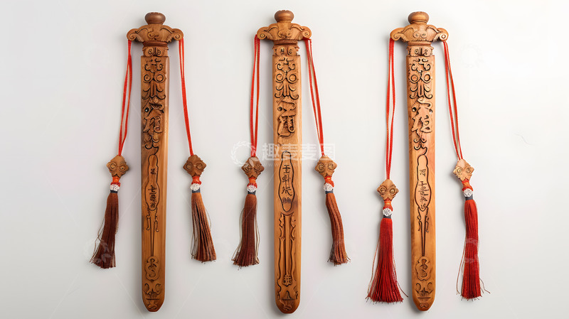 高清大图下载【趣麦麦图】木雕工艺挂件与红色流苏