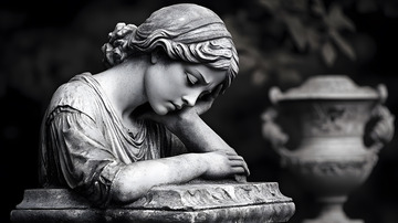 黑白哀思天使雕像