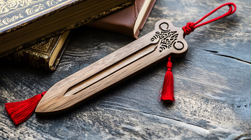 红色流苏与古风木剑装饰