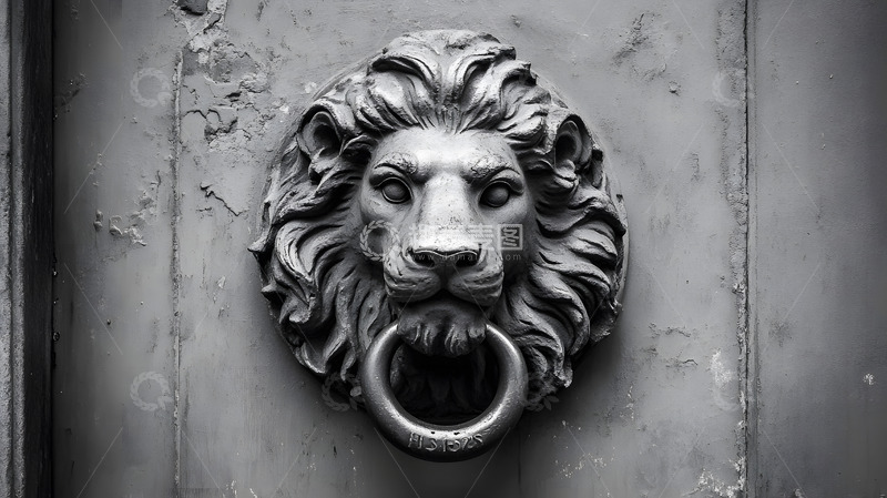 高清大图下载【趣麦麦图】狮子门环雕塑特写