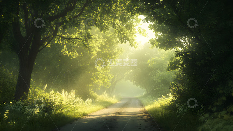 高清大图下载【趣麦麦图】阳光透过森林小径