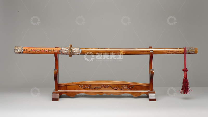 高清大图下载【趣麦麦图】-展示架上的古典木剑