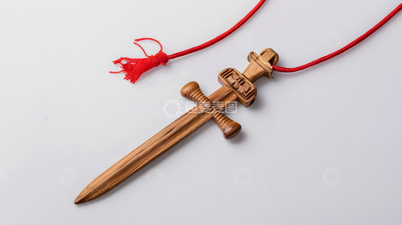 高清大图下载【趣麦麦图】十字形木制小剑挂件