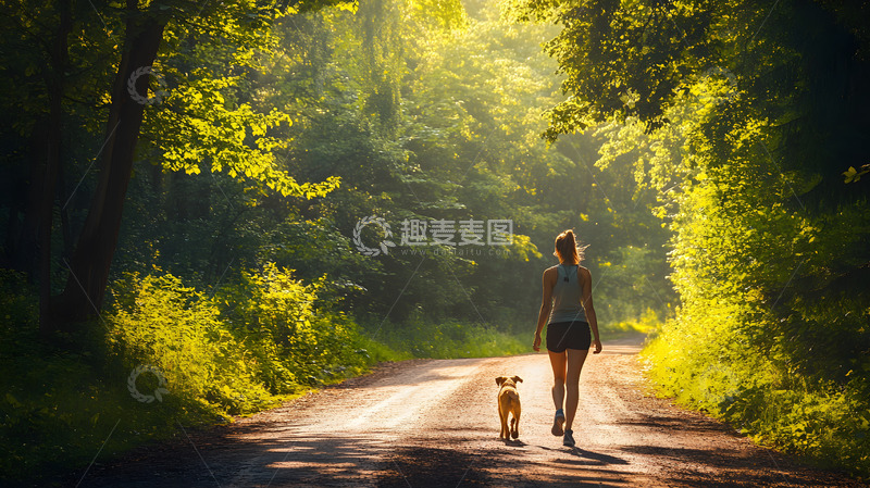 高清大图下载【趣麦麦图】林中小路晨光漫步