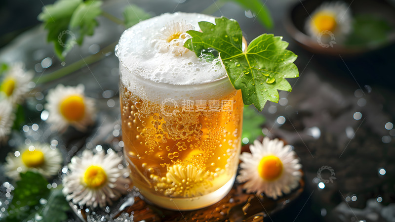 高清大图下载【趣麦麦图】菊花蜜饮手工冰沙饮品